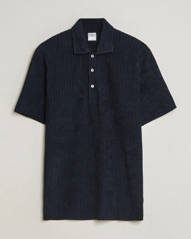 Fedeli Rib Terry Polo Navy Blau