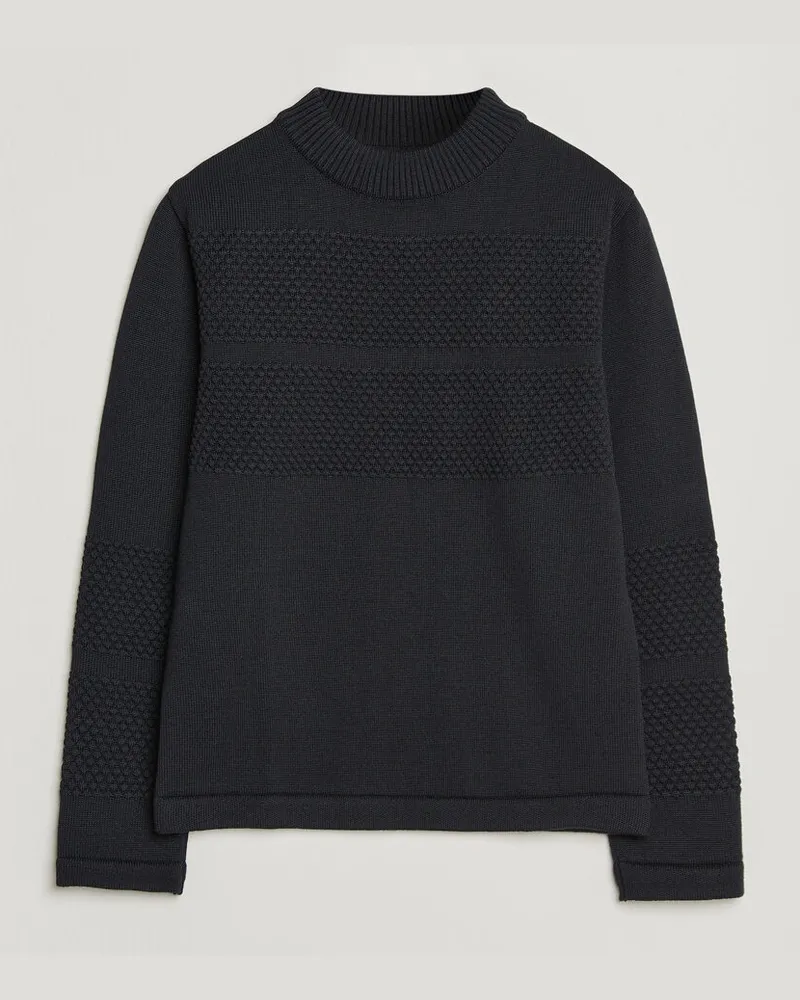 S.N.S Herning S.N Herning Fisherman Mock Neck Navy Blue Blau