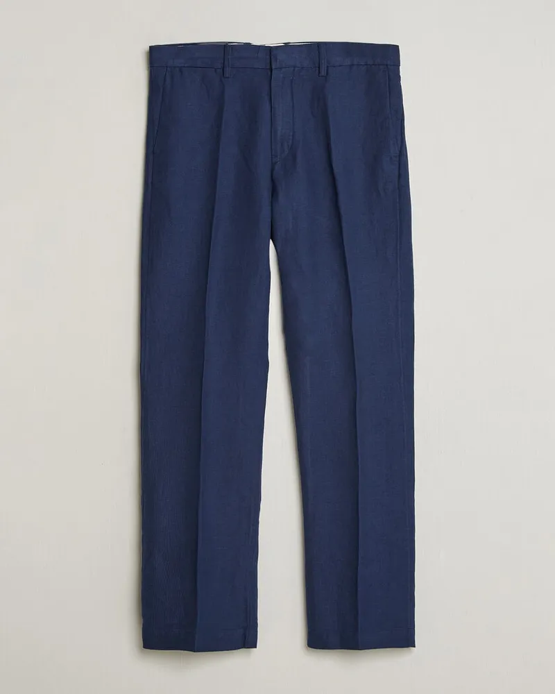 Ralph Lauren Cotton Linen Pants Newport Navy Blau