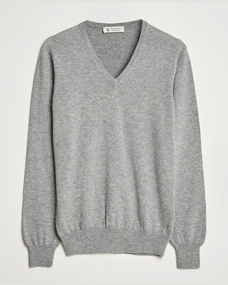Piacenza Cashmere Cashmere V Neck Sweater Light Grey Grau