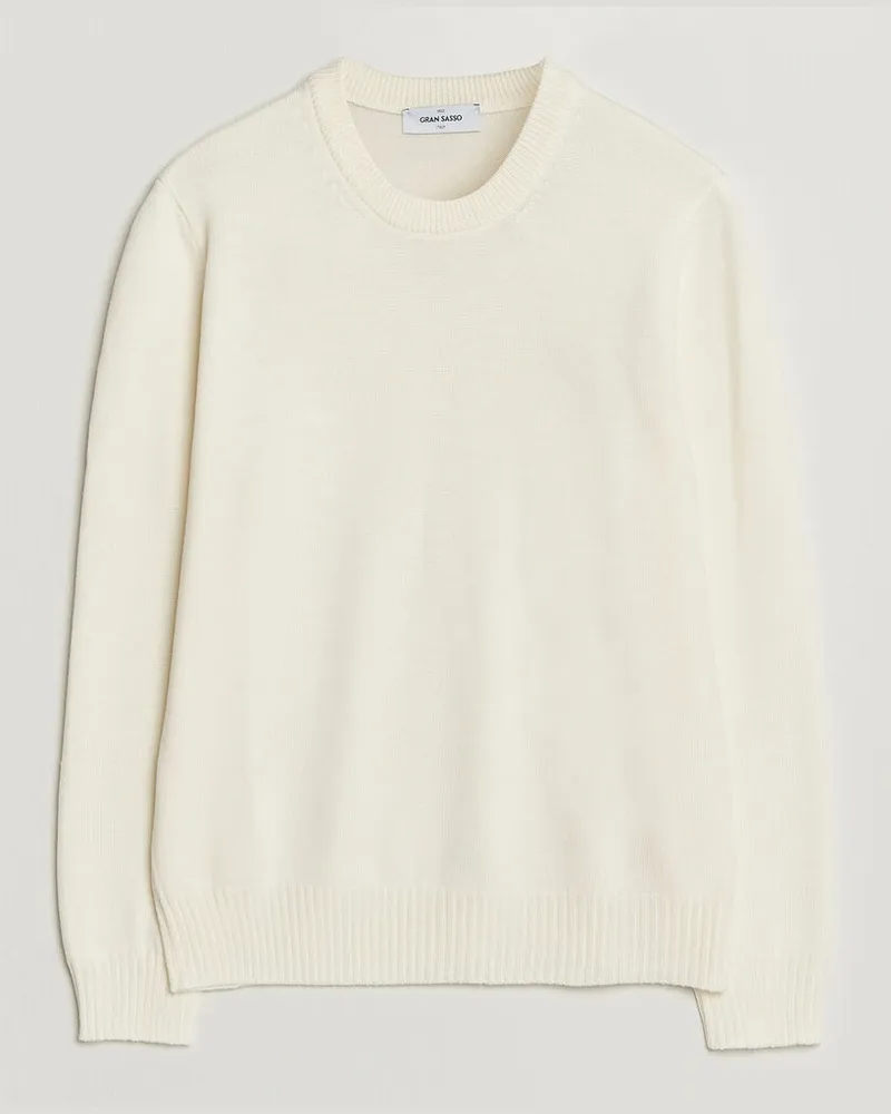 Gran Sasso Merino Knitted Crew Neck Cream Weiß