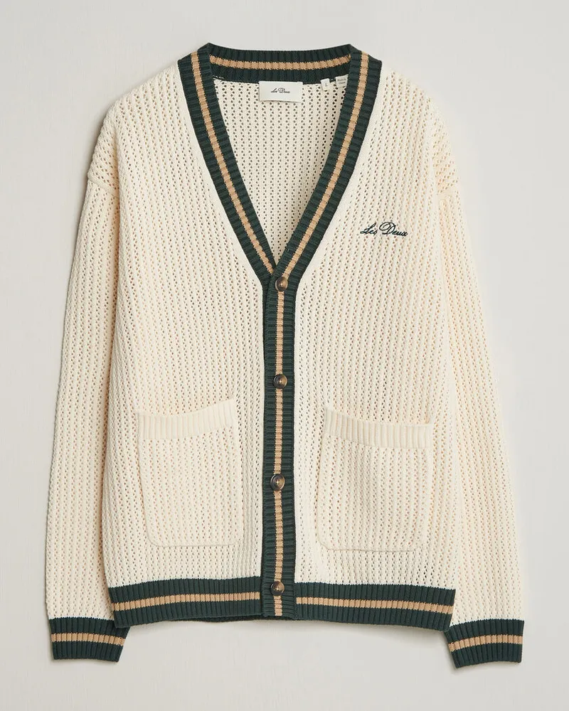 LES DEUX Lace Knitted Cardigan Eggnog White Weiß