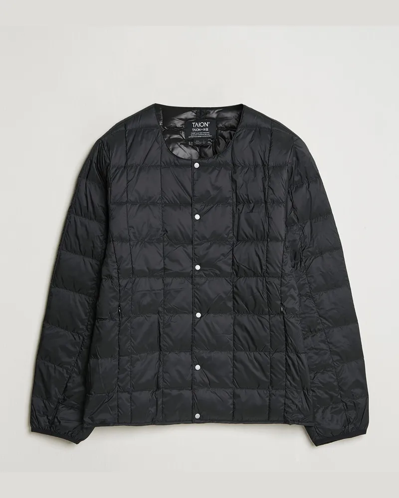 TAION Crew Neck Button Down Jacket Black Schwarz