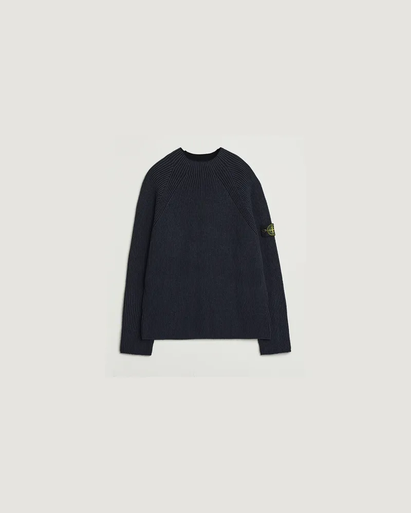 Stone Island Vanisé Full Rib Wool Crew Neck Navy Blau