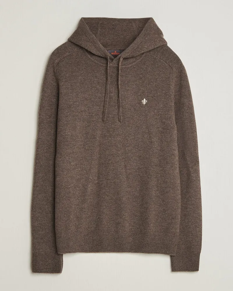 Morris Hertford Lambswool Hoodie Brown Braun