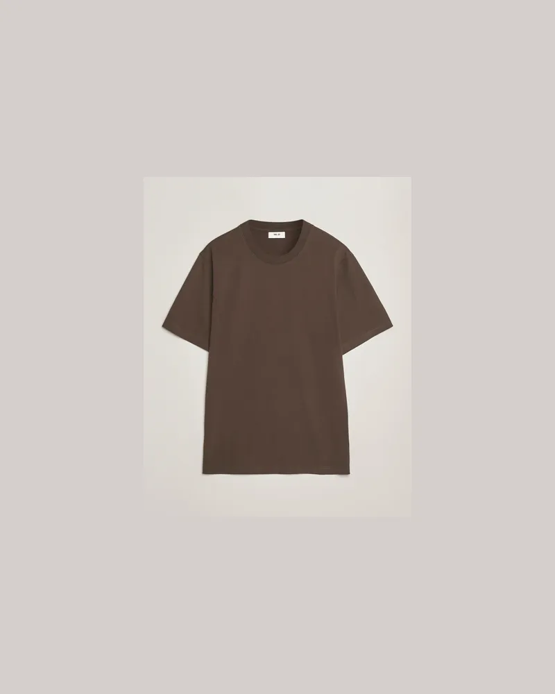NN 07 Adam Crew Neck T-Shirt Demitasse Brown Braun