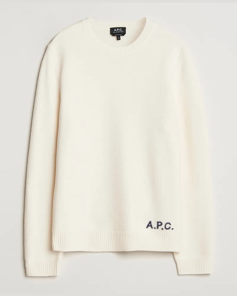 A.P.C. Edward Wool Knitted Sweater Ecru Weiß