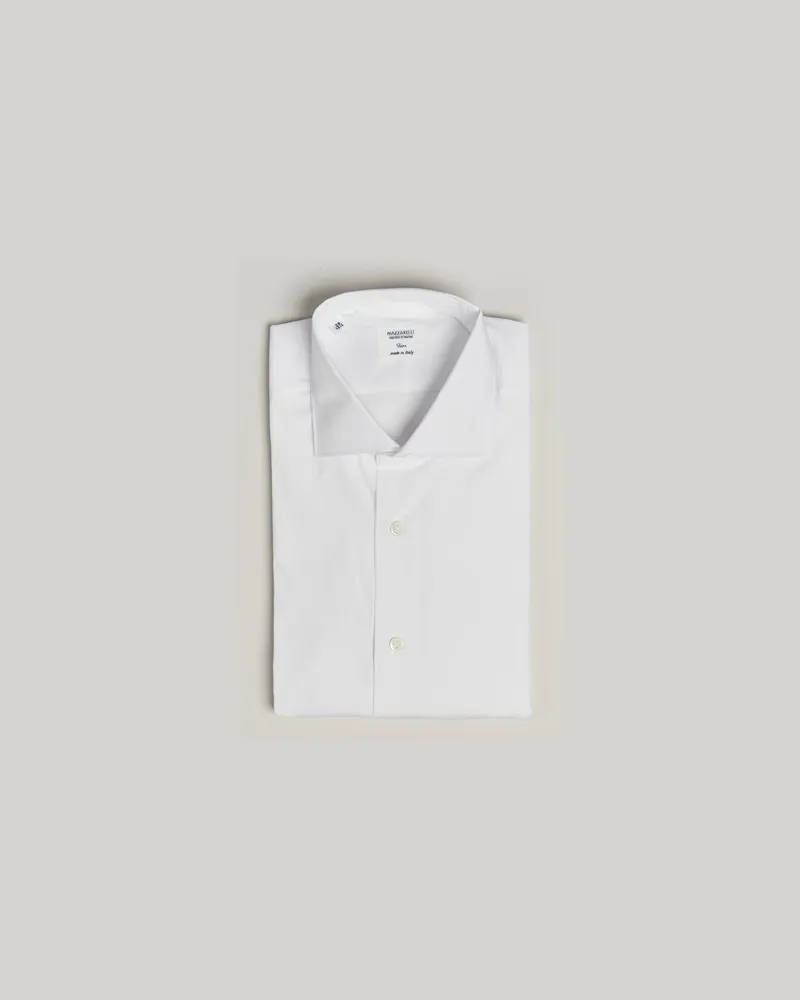 MAZZARELLI Soft Cotton/Stretch Cut Away Shirt White Weiß