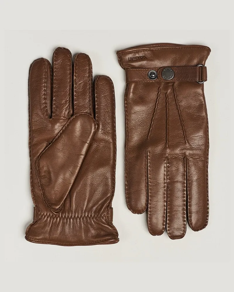 Hestra Jake Wool Lined Buckle Glove Light Brown Braun