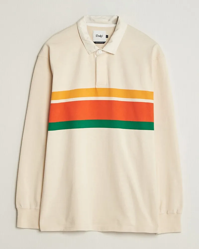Drake's Drake Middle Stripe Rugby Ecru Beige