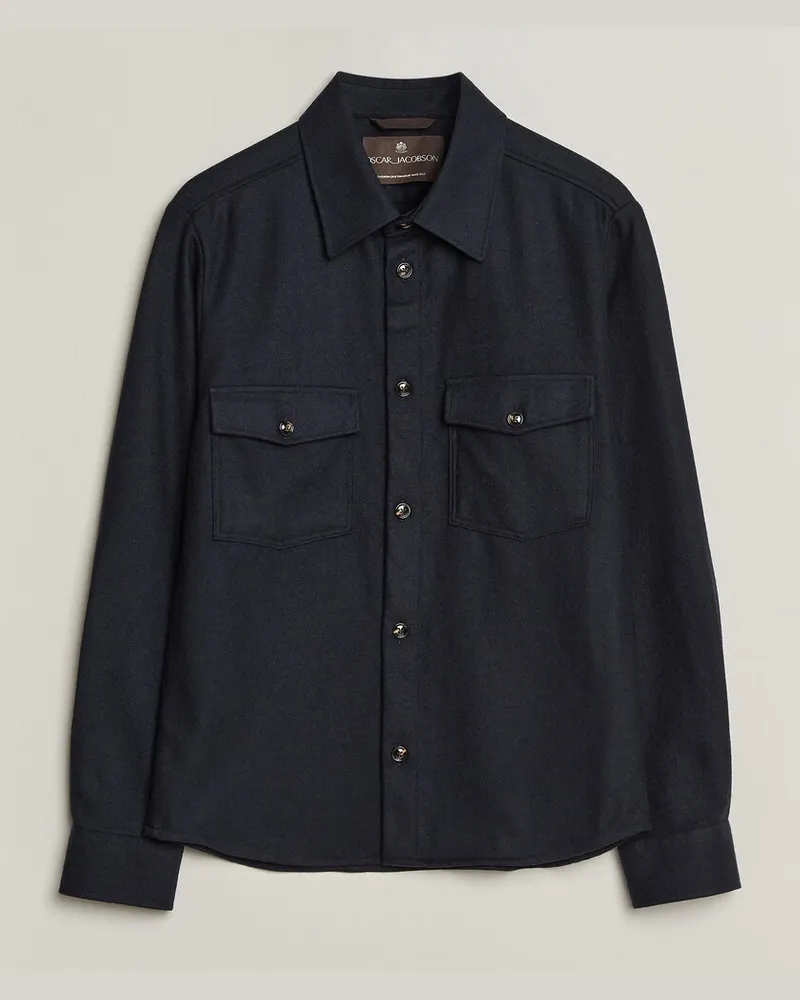 Oscar Jacobson Magnus Wool Shirt Jacket Navy Blau