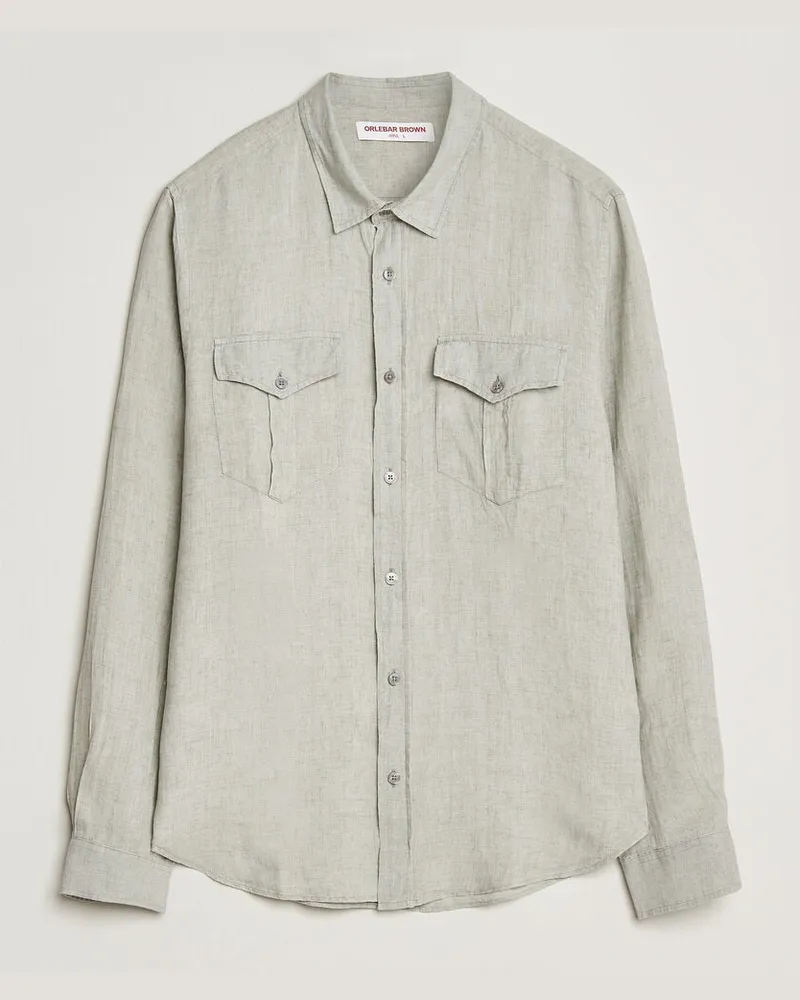 Orlebar Brown Coleburn Linen Shirt Cliff Grey Grau