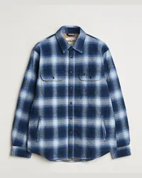 Nudie Jeans Glenn Padded Checked Shirt Jacket Blue Blau