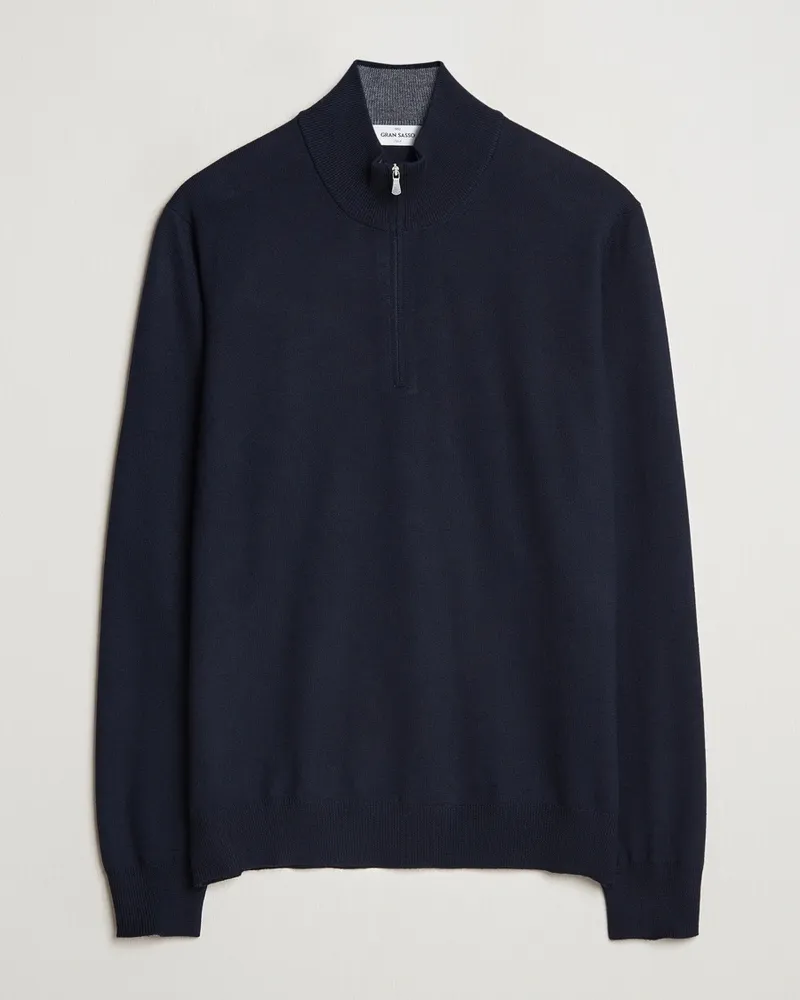 Gran Sasso Merino Fashion Fit Half Zip Navy Blau
