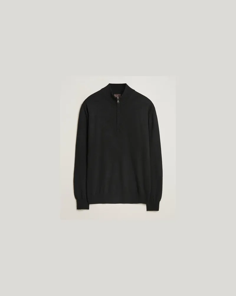 Oscar Jacobson Patton Woll/Cashmere Half Zip Black Schwarz