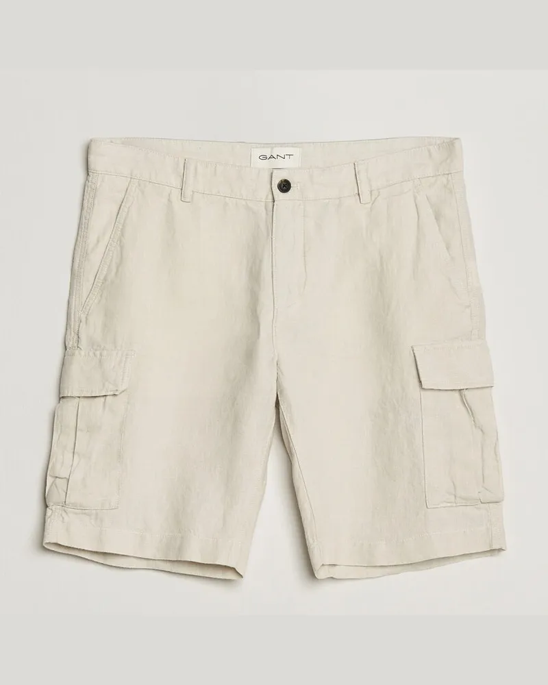Gant Regular Fit Linen Cargo Shorts Sand Beige