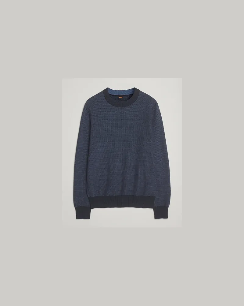 HUGO BOSS Klapok Knitted Crew Neck Sweater Dark Blue Blau
