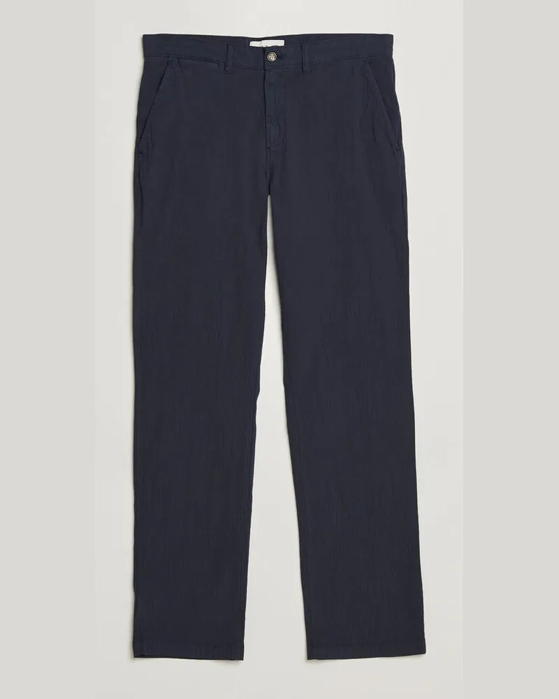 Gant Regular Fit Garment Dyed Seersucker Pants Evening Blue Blau