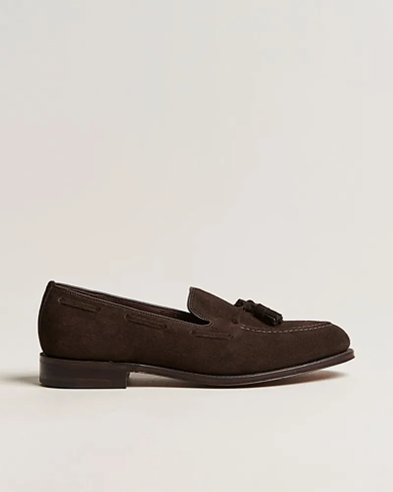 Loake 1880 Russell Tassel Loafer Chocolate Brown Suede Braun