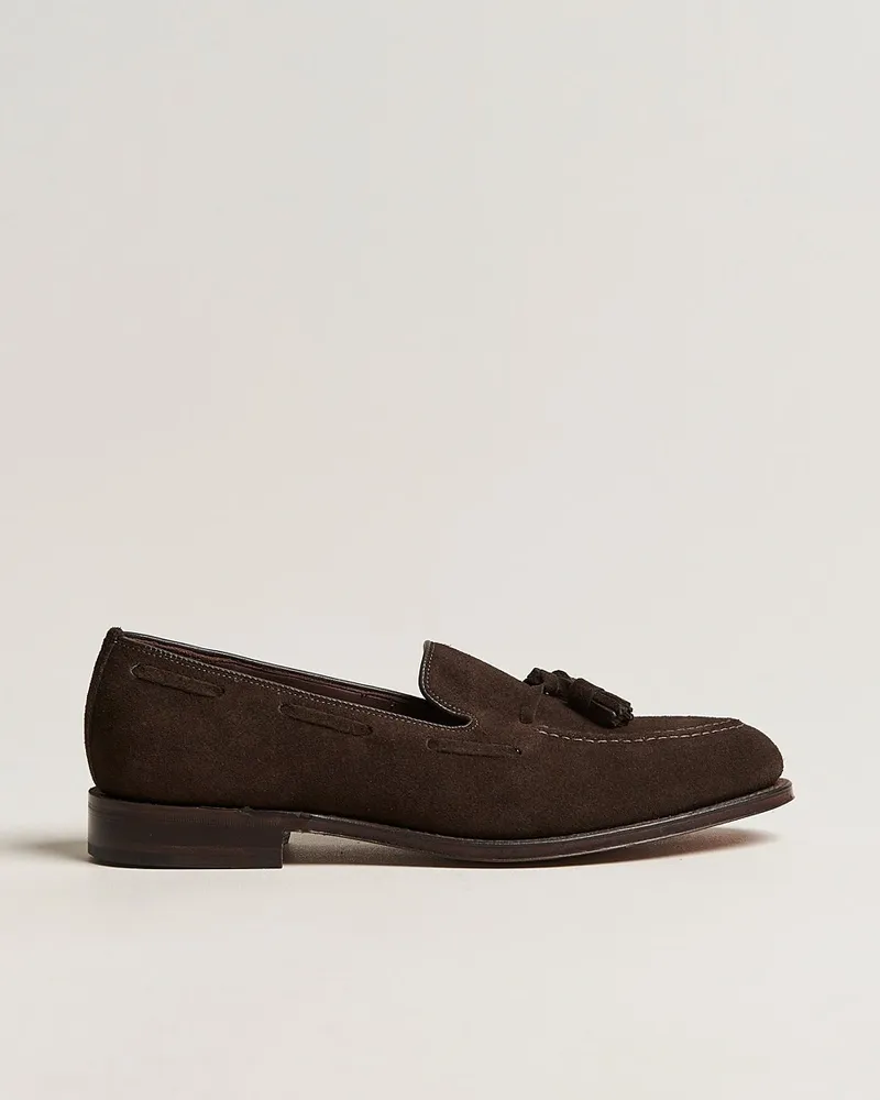 Loake 1880 Russell Tassel Loafer Chocolate Brown Suede Braun
