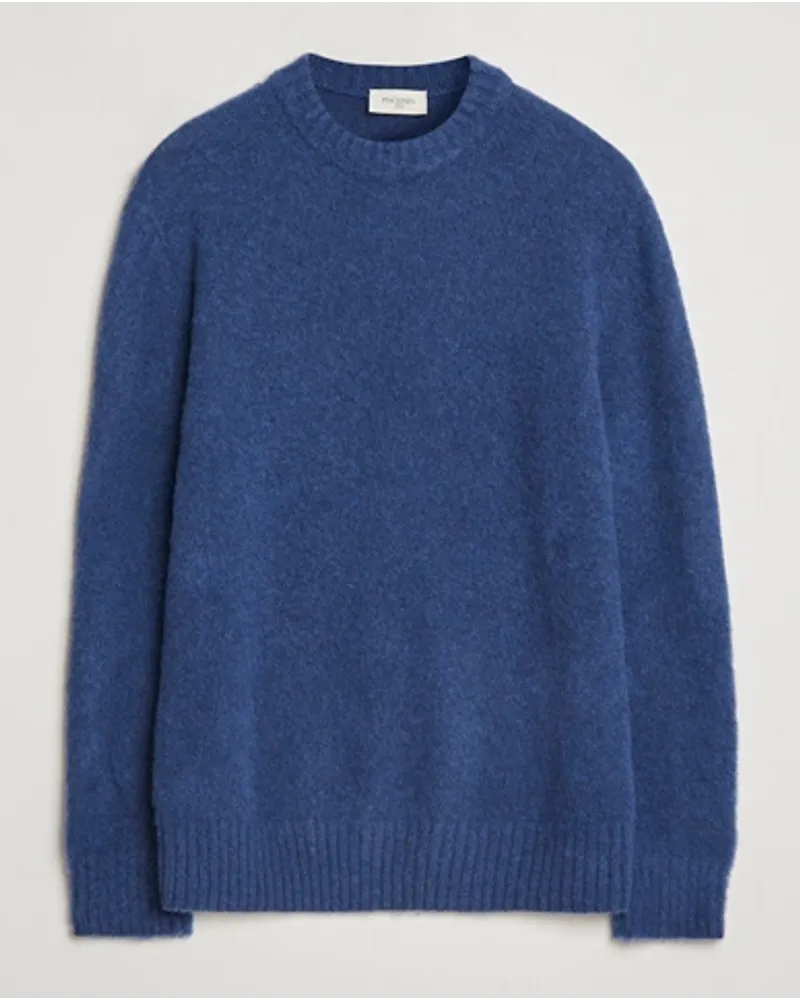 Piacenza Cashmere Brushed Woll Rundhals Blue Melange Blau