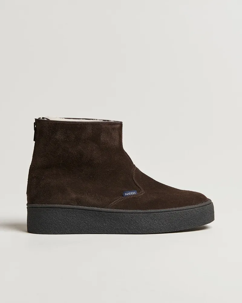 Sanders Sherling Lined Suede Curling Boot Chocolate Braun