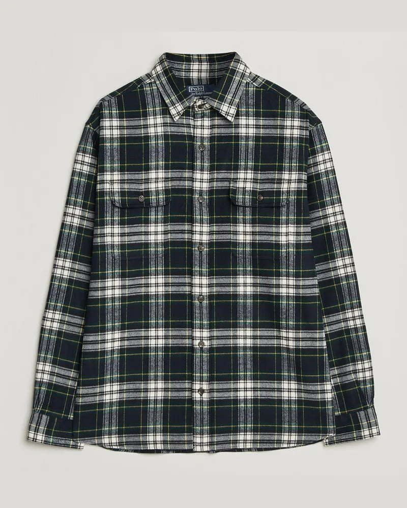 Ralph Lauren Classic Fit Shaggy Flannel Shirt Navy Green Mehrfarbig