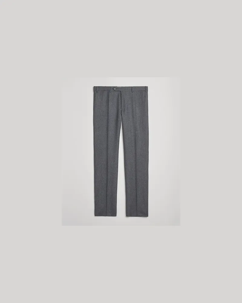 Canali Slim Fit Flannel Trousers Grey Melange Grau