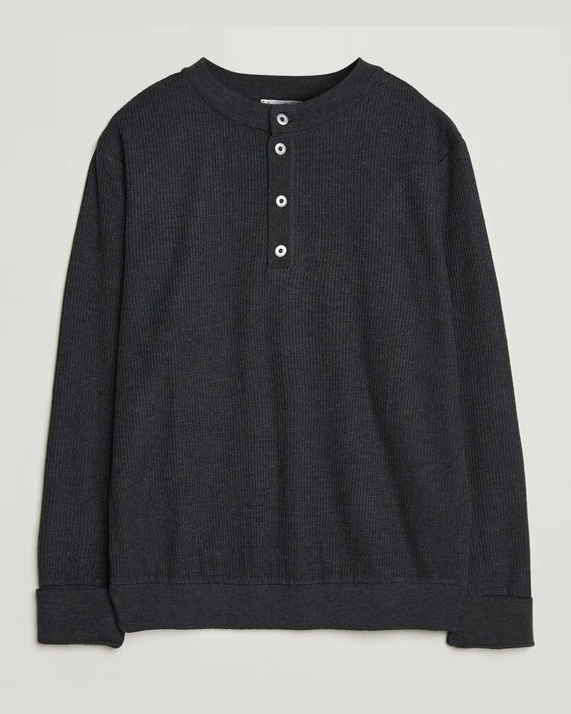 S.N.S Herning Stamina Rib Henley Magnetite Black Schwarz
