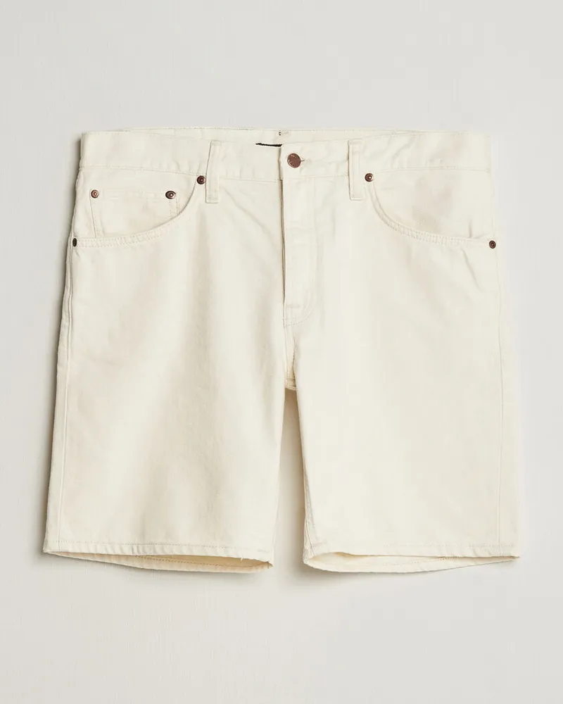 Nudie Jeans Seth Denim Shorts Everivory Weiß