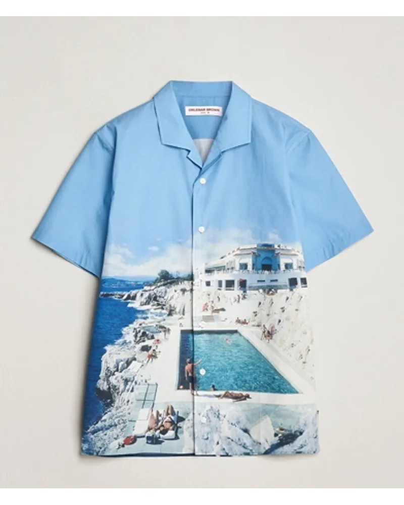 Orlebar Brown Hibbert Photographic Roc Pool Shirt Blue Mehrfarbig