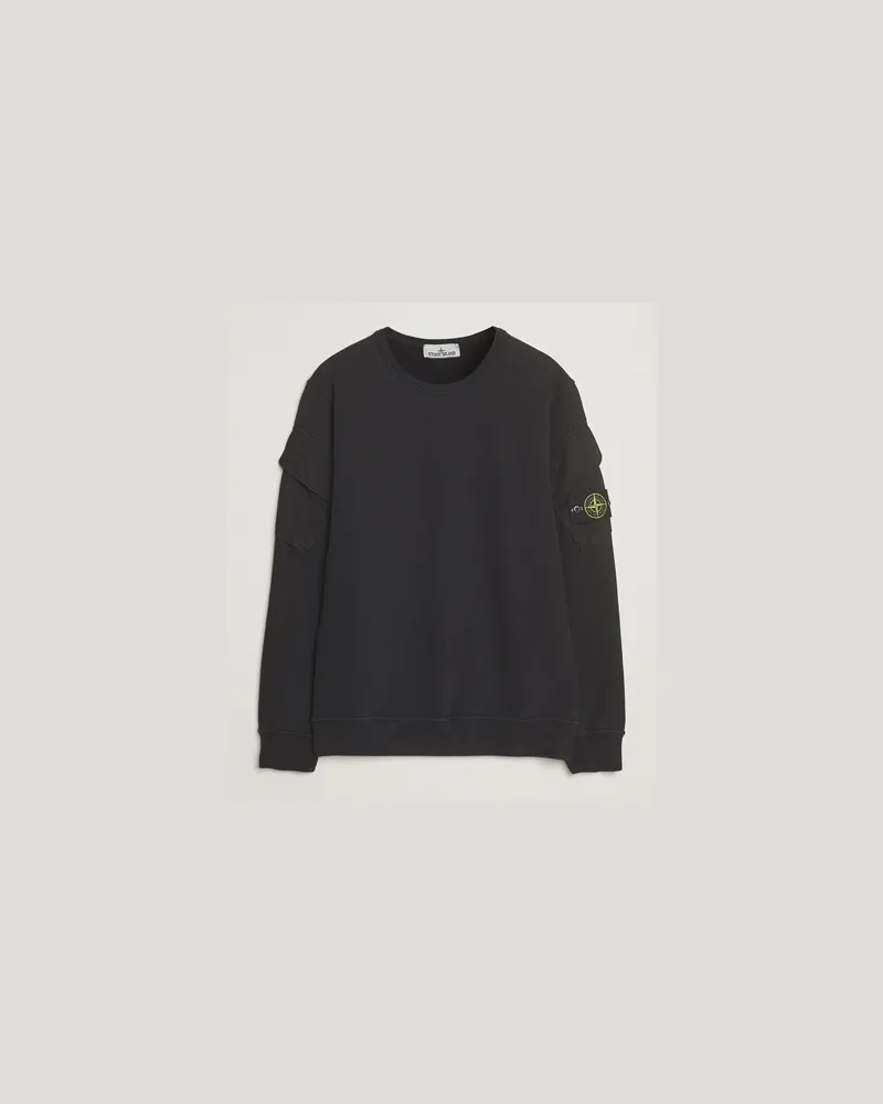 Stone Island Organic Cotton Fleece Arm Pocket Sweatshirt Black Schwarz