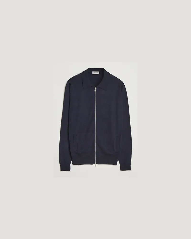 John Smedley Alston Extra Fine Merino Full Zip Midnight Blau