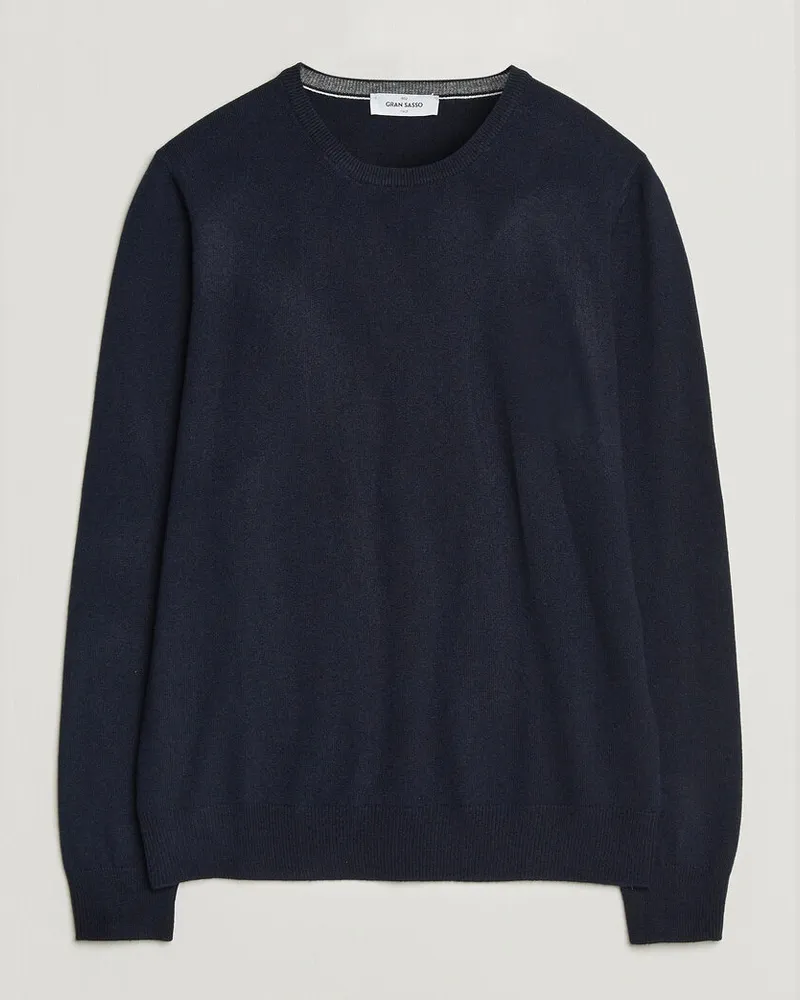 Gran Sasso Wool/Cashmere Crew Neck Navy Blau