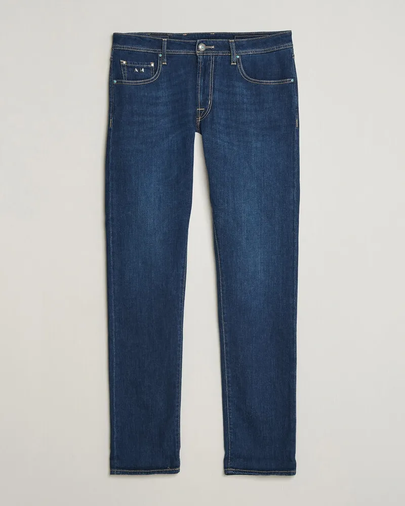 Tramarossa Michelangelo Western Badge Stretch Jeans Mid Blue Blau