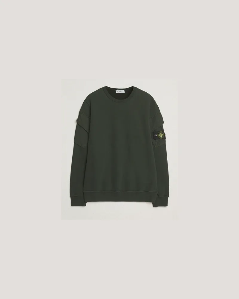Stone Island Organic Cotton Fleece Arm Pocket Sweatshirt Juniper Grün