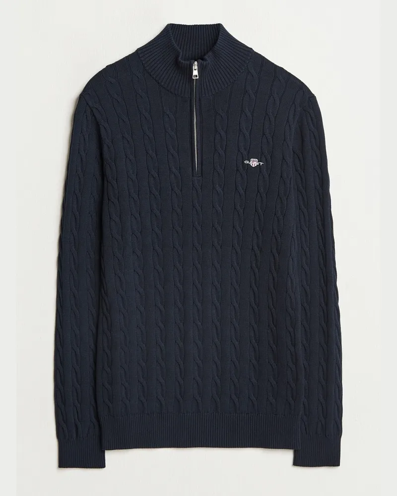 Gant Cotton Cable Half Zip Evening Blue Blau