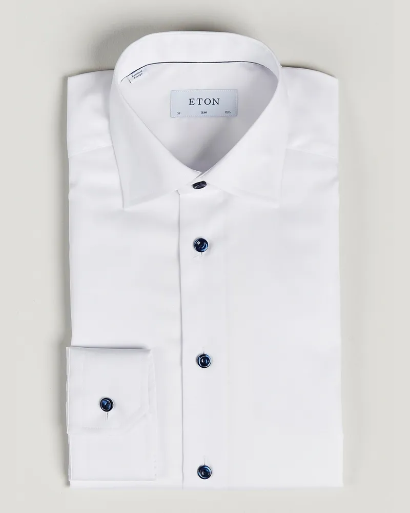 Eton Slim Fit Signature Twill Shirt White Weiß
