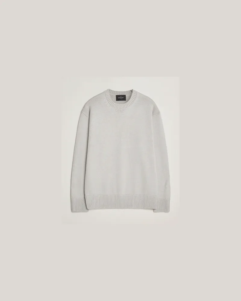 Gran Sasso Heavy Knitted Merino Crew Neck Light Grey Melange Grau