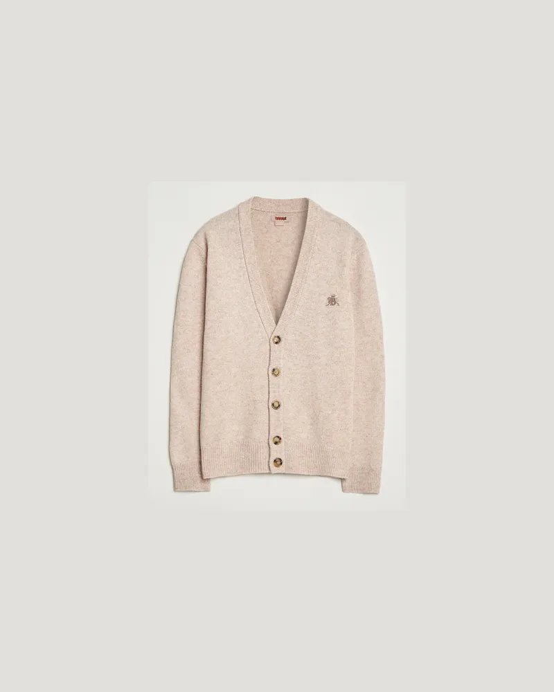 Baracuta Shetland Virgin Wool Cardigan Antique White Beige
