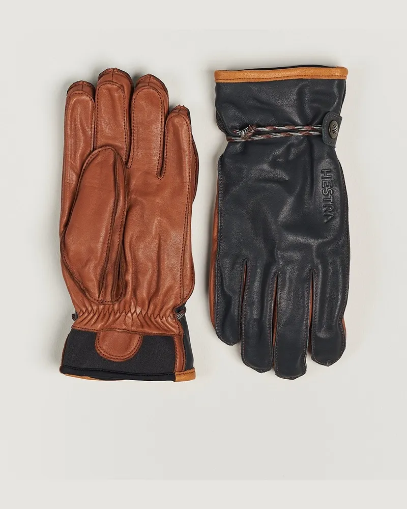 Hestra Wakayama Leather Ski Glove Navy/Brown Braun