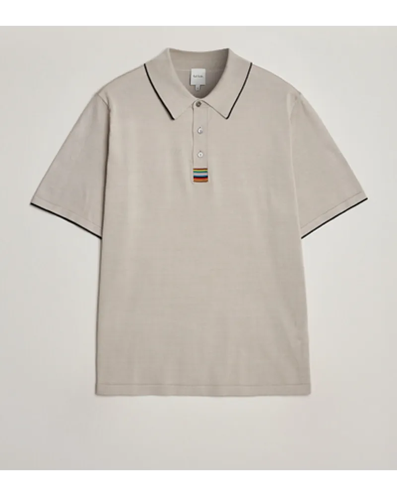 Paul Smith Stricked Baumwoll Polo Greige Grau