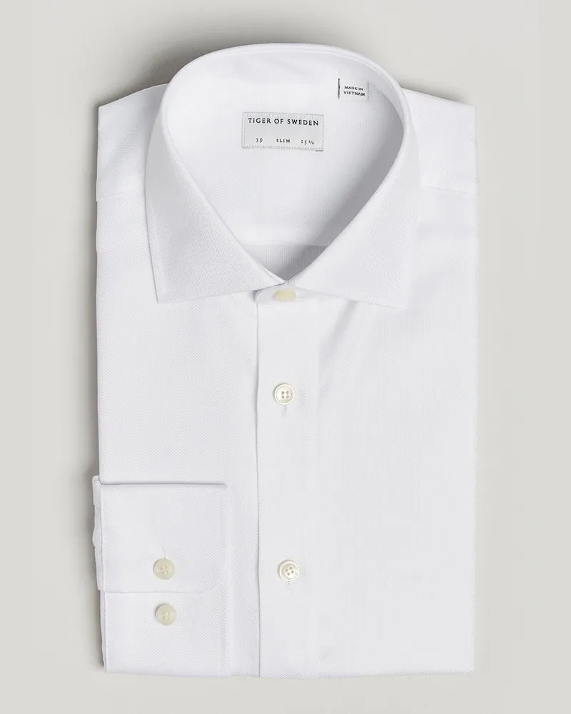 Tiger of Sweden Adley Structured Slim Fit Cut Away Shirt White Weiß