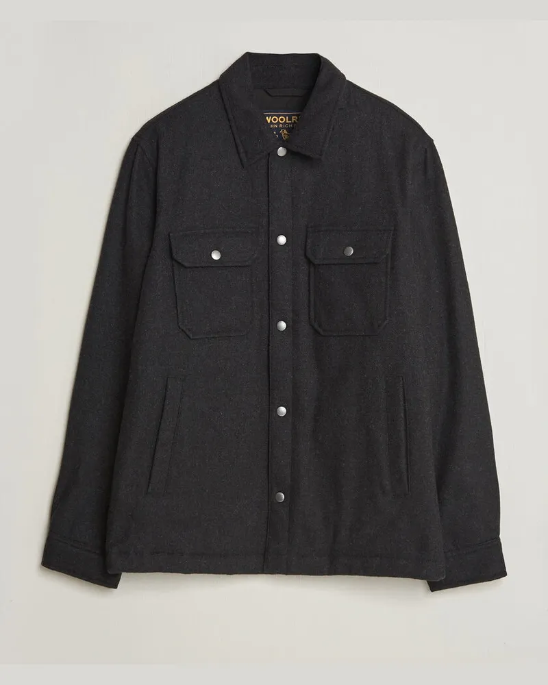 Woolrich Alaskan Wool Light Padded Shirt Jacket Faded Black Schwarz