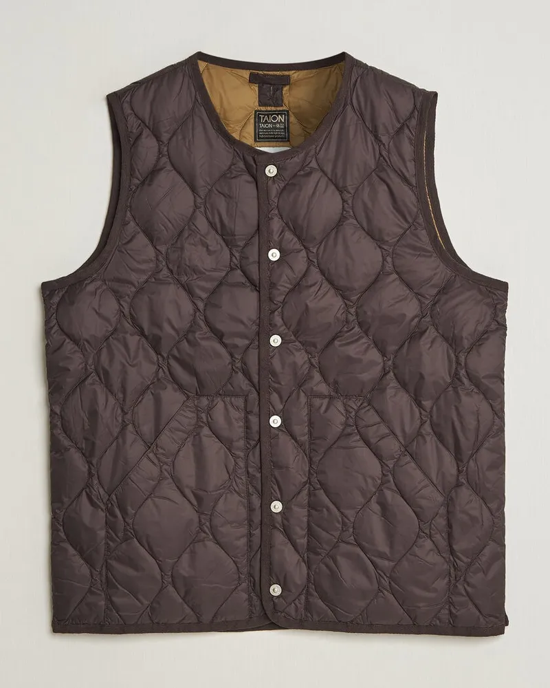 TAION Military Crew Neck Down Vest Dark Choco Braun