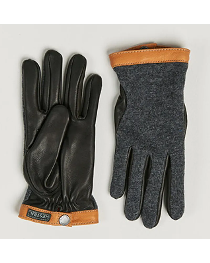 Hestra Deerskin Woll Tricot Glove Grey/Black Schwarz