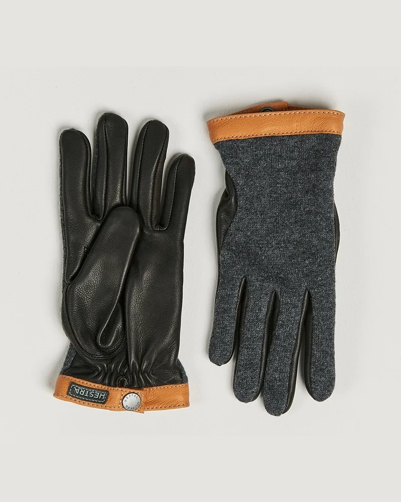 Hestra Deerskin Wool Tricot Glove Grey/Black Schwarz