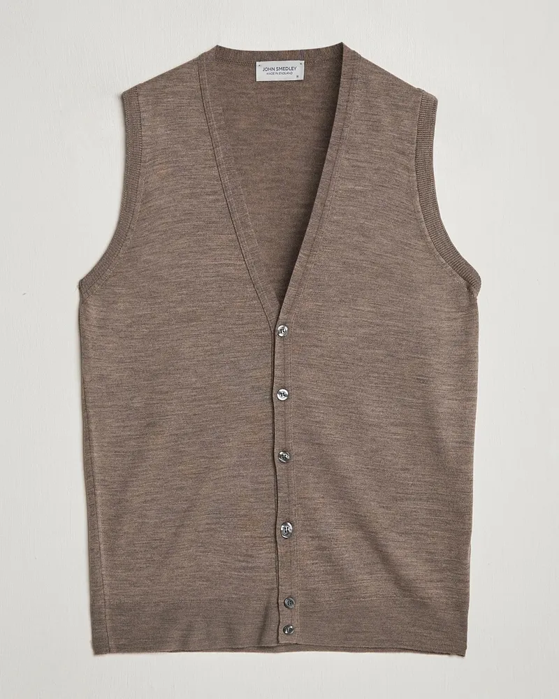 John Smedley Huntswood Slim Fit Waistcoat Mushroom Brown Braun
