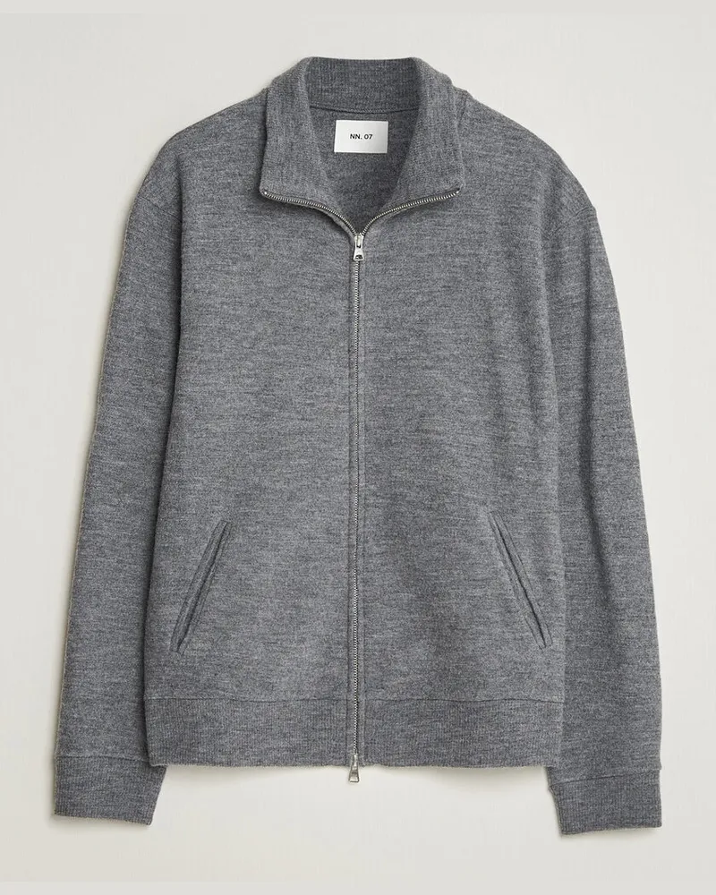 NN 07 Soft Boiled Wool Full Zip Dark Grey Melange Grau