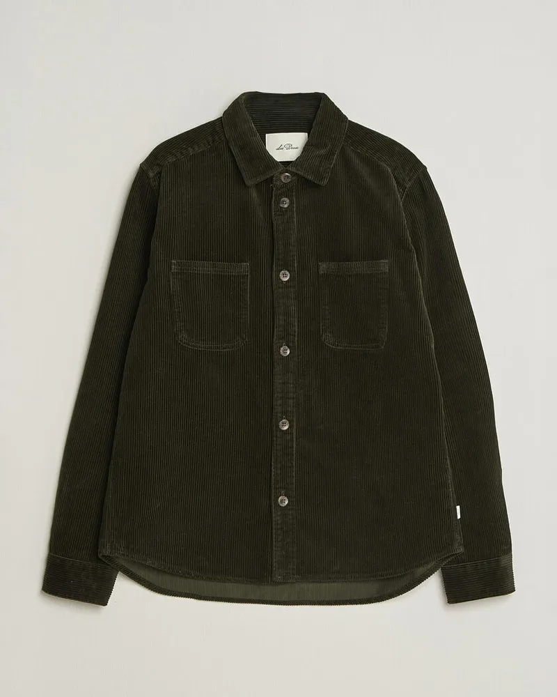 LES DEUX Corduroy Overshirt Rosin Green Grün